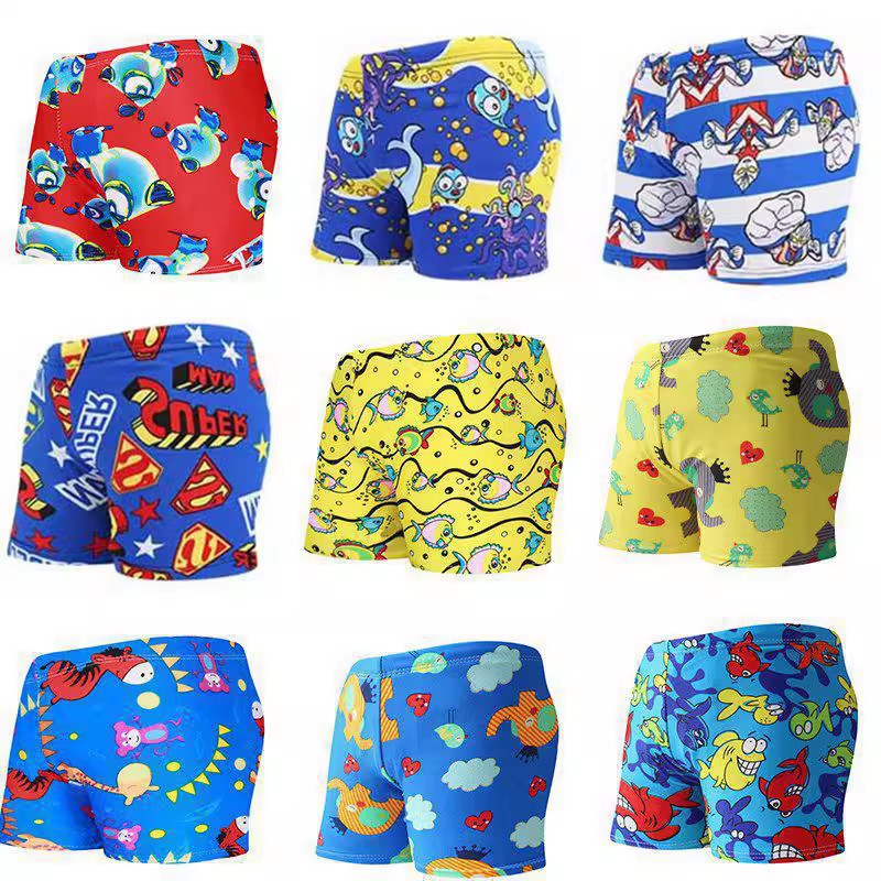 3-15 Years Old Children's Swimming Trunks Boy Swimsuit Cartoon Boxer Quick-Drying Kid Baby Swimsuit Medium and Big Children Fat Boy