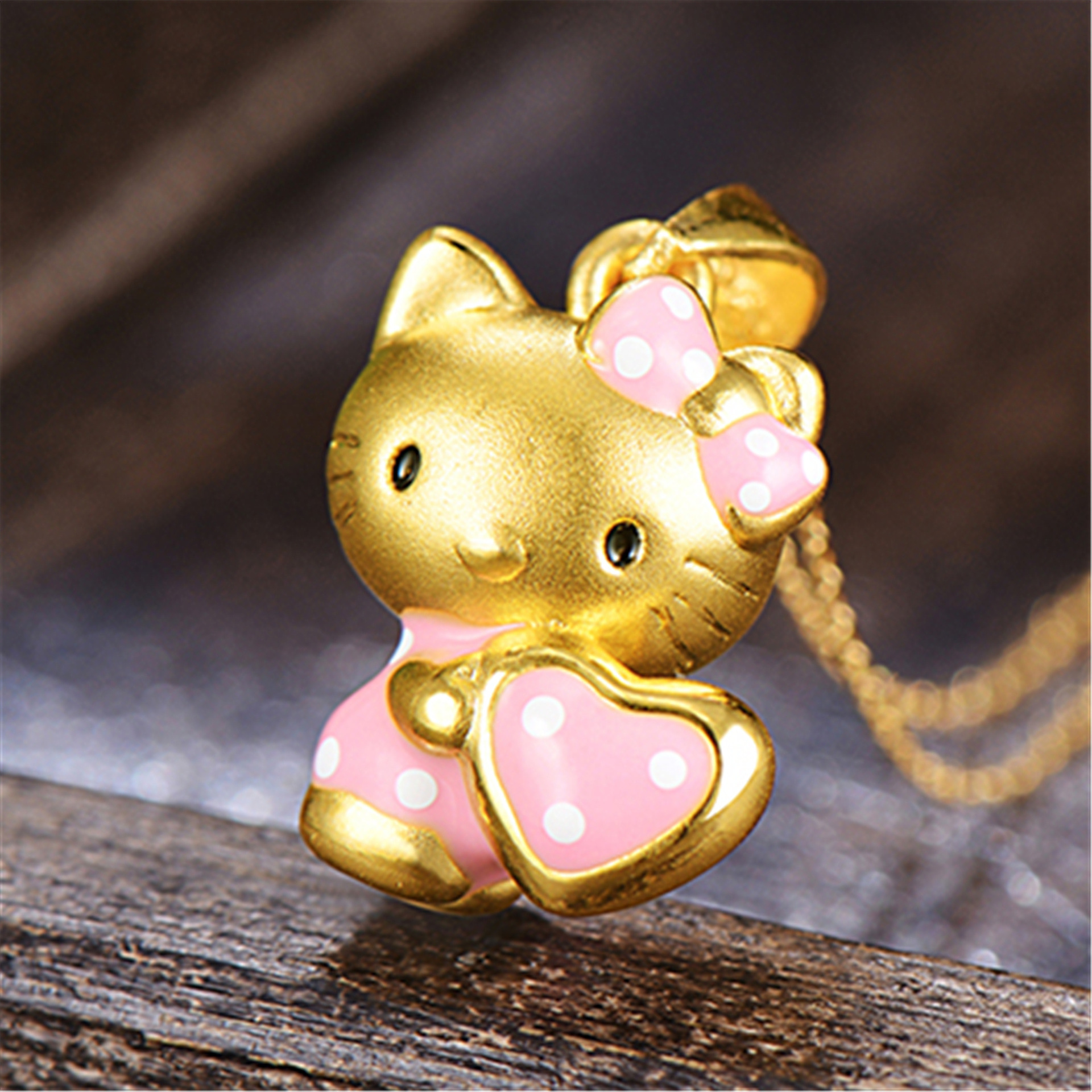 韩版镀黄金kitty吊坠 可爱猫项坠配镀18k金项链 女朋友礼物