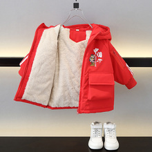 男童棉服冬季儿童加绒棉衣拜年服2024新款宝宝过龙年红色棉袄外套
