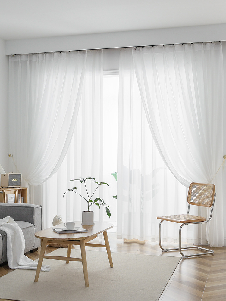 白纱薄纱窗帘纱帘白沙透光不透明纱沙网纱柔软雪纺帘子窗纱