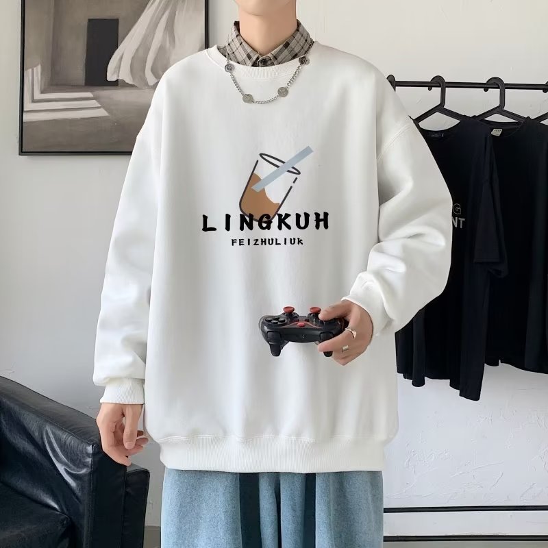 round Neck Sweater Men's Spring and Autumn Fashion Brand High Street Loose Casual Men Hooded Long Sleeve T-shirt Men's Top Clothing