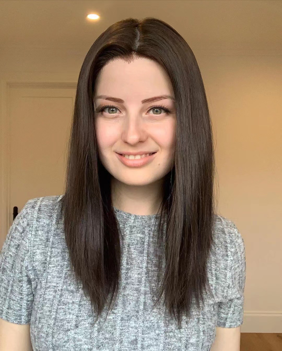 黑色逼真明星风尚假发头套 任何脸型直发斜刘海美丝秀色发带