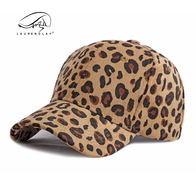 Leopard Hat Female Autumn and Winter Corduroy Baseball Cap Keep Warm Sun Block Sun Hat Peaked Cap Hard Top Men