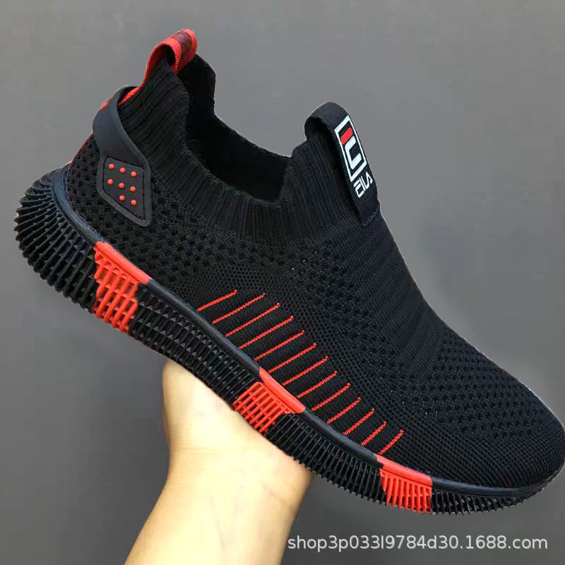 Summer Mesh Low-Top Real Flying Woven Socks Mouth Color Bottom Fashion Casual Fashion Shoes Sports Anti-Slip Wear-Resistant Products in Stock New Men