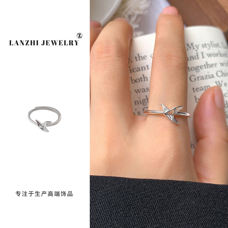 Snowflake Silver Ring Women's Japanese and Korean Ins Simple Personality Cute Wild Opening 925 Pure Silver Ring Non-Fading
