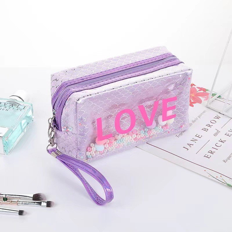 Japanese and Korean Magic Color Scale Pattern Cosmetic Bag Trending Creative Design Sense Wash Bag Portable Love Storage Bag Batch