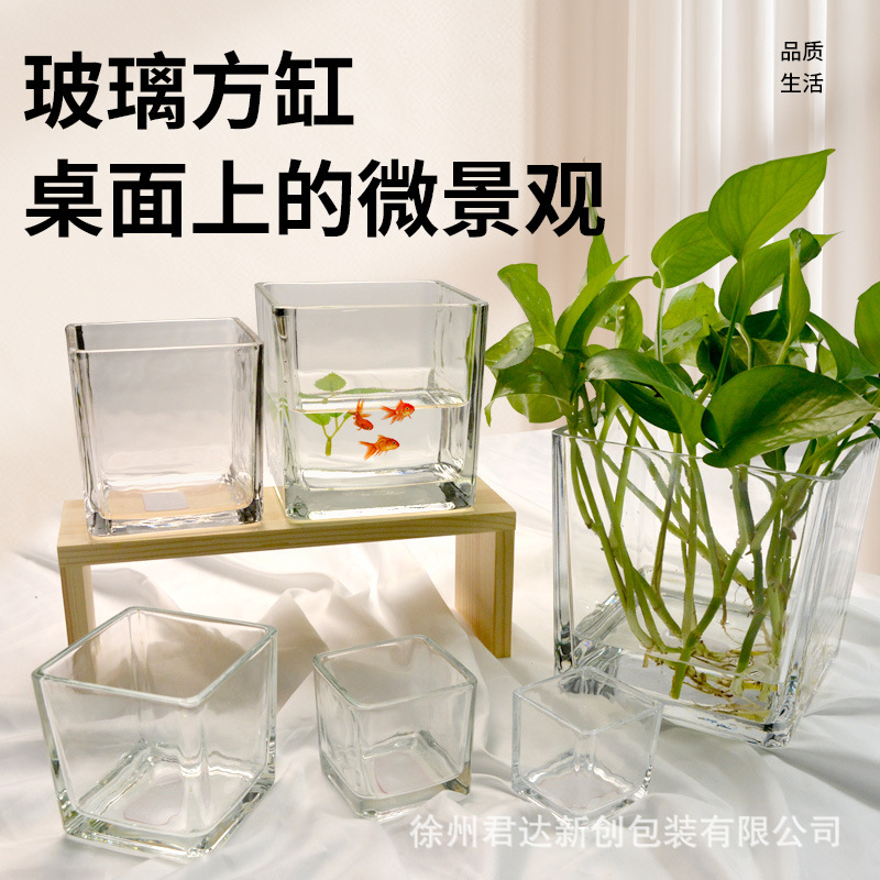 现货香薰蜡烛杯玻璃方缸花瓶水培瓶生态瓶厂家现货创意空瓶摆件