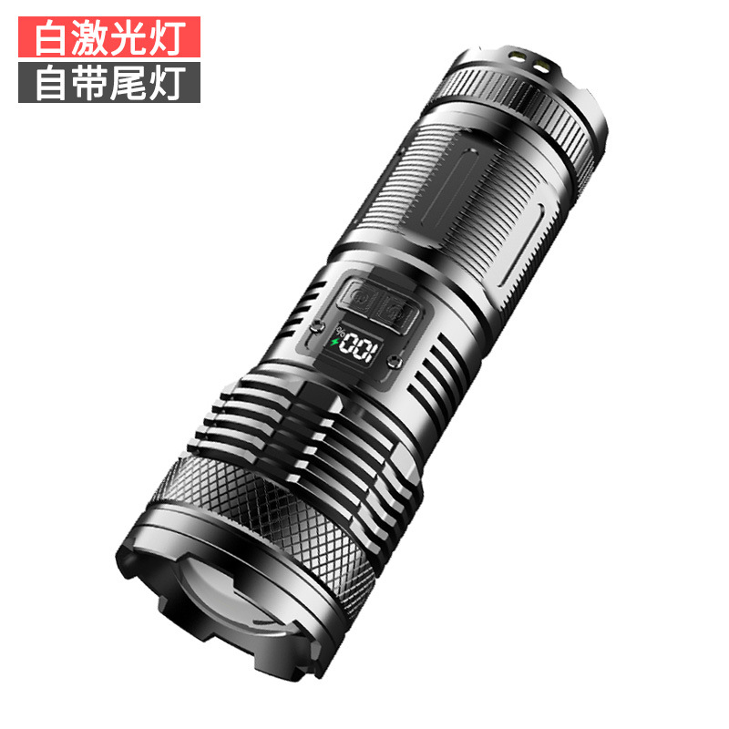 高亮穿天炮强光usb充电宝户外战术远射探照灯白激光led充电手电筒