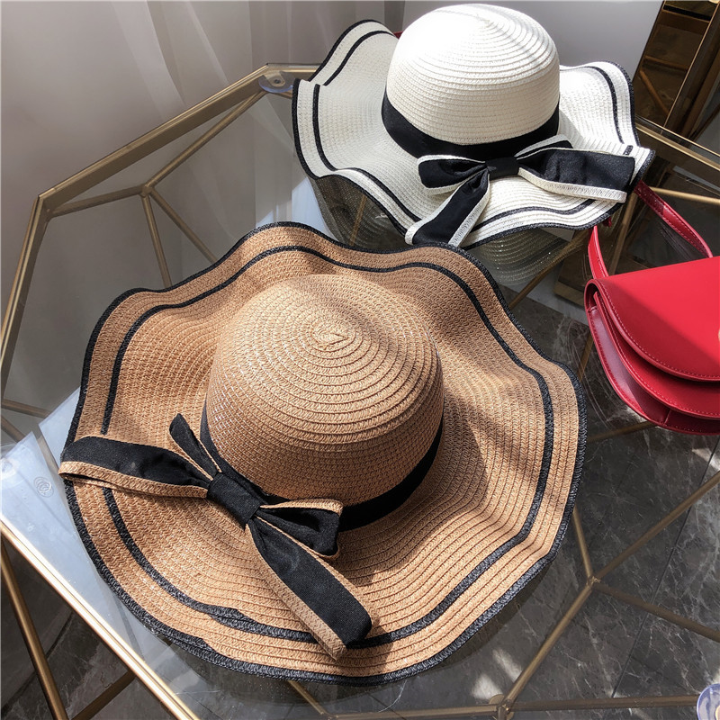 New Straw Hat Women's Summer Beach Hat Seaside Sun Protection Korean Style Face Cover Travel Vacation All-Match Sun Hat Cool Hat