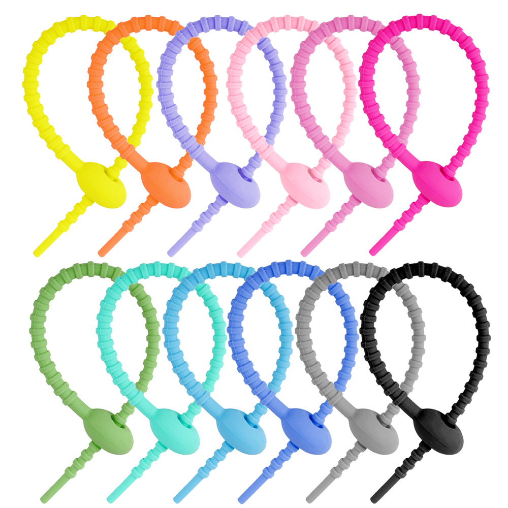 Color Silicone Cable Tie Key Chain DIY Clothing Bag Accessories Keychain Lanyard Data Cable Collection