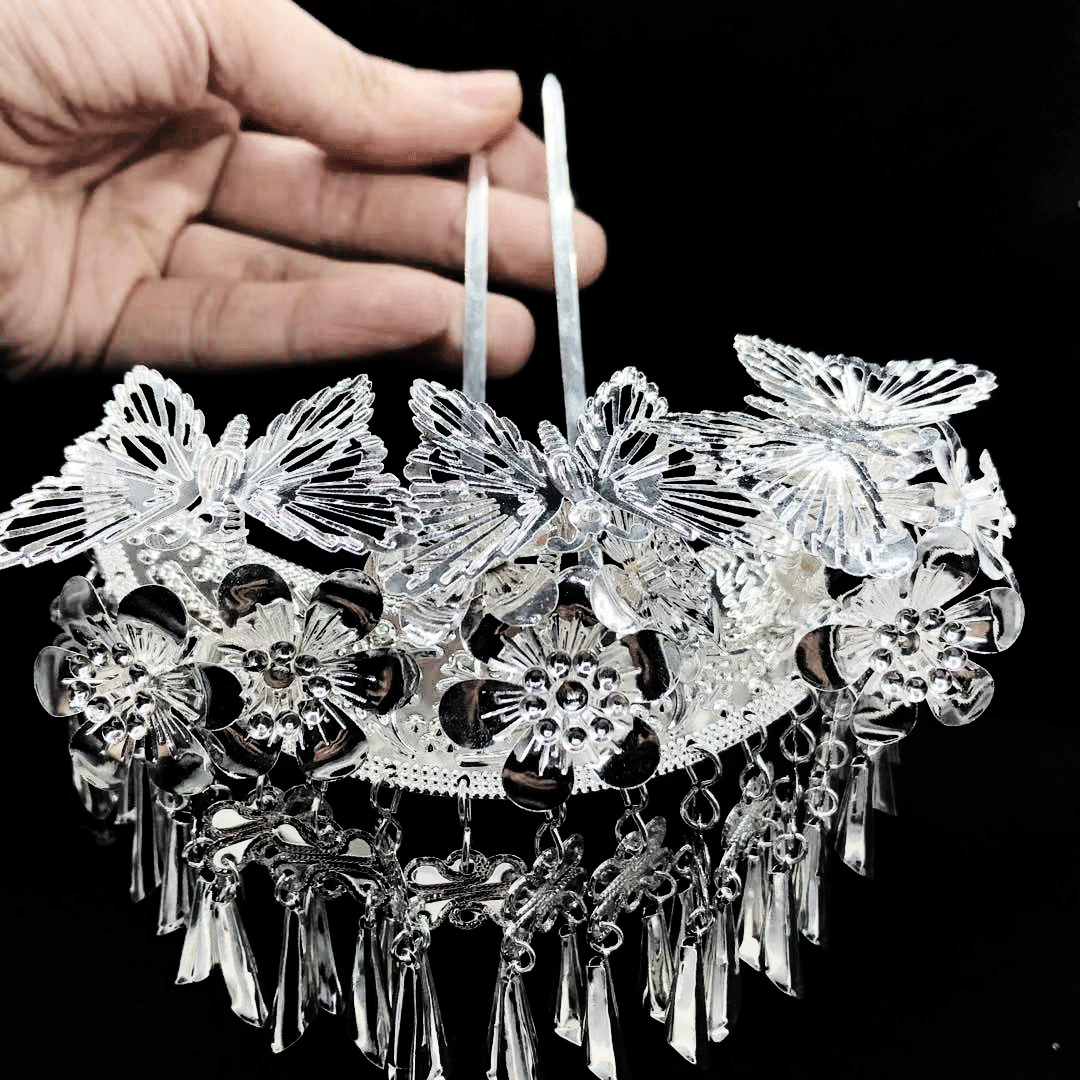 少数民族头饰项圈发簪苗银流苏发饰女新款贵州苗族演出服配饰头梳