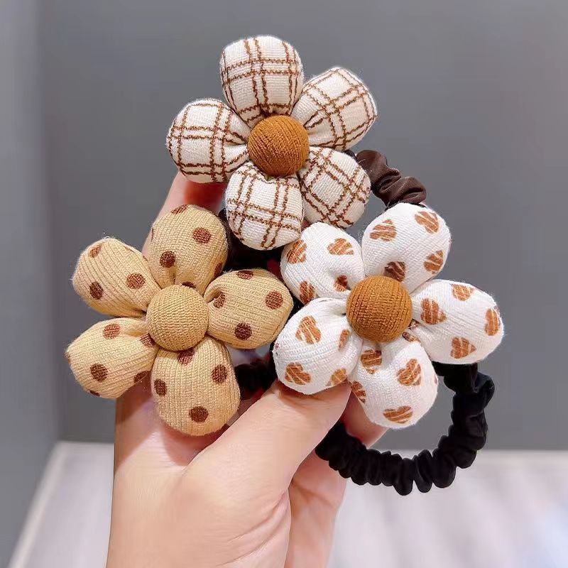 Autumn and Winter Children's Cloth Flower Hair Rope Girls Hair Rope Baby Headwear Hair Ring Cute Hair Accessories Children's Hair Accessories