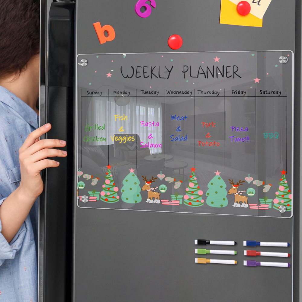 tyu362亚克力圣诞磁吸周计划记事板可擦留言写字板备忘提示展示板