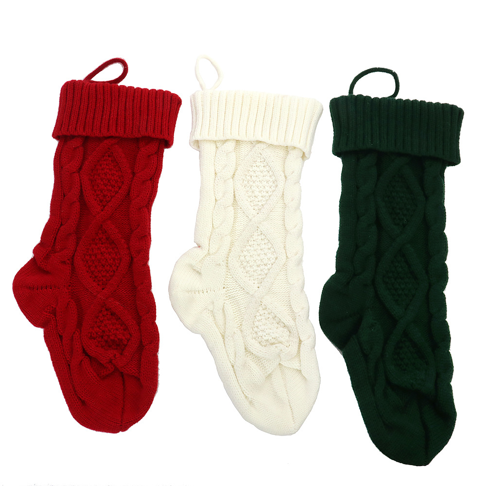 Cross-Border New Striped Knitted Elastic Decorative Socks High-End Woolen Yarn Socks Christmas Tree Pendant Kindergarten Gifts Wholesale