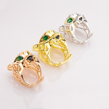 时尚欧美风豹子戒指 创意个性镀金3D立体动物男女款豹子头手指环