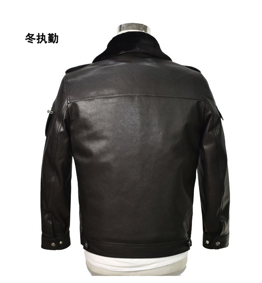 定制新式皮安保执勤交巡服皮衣山羊皮皮夹克外套可隐藏式工厂直销