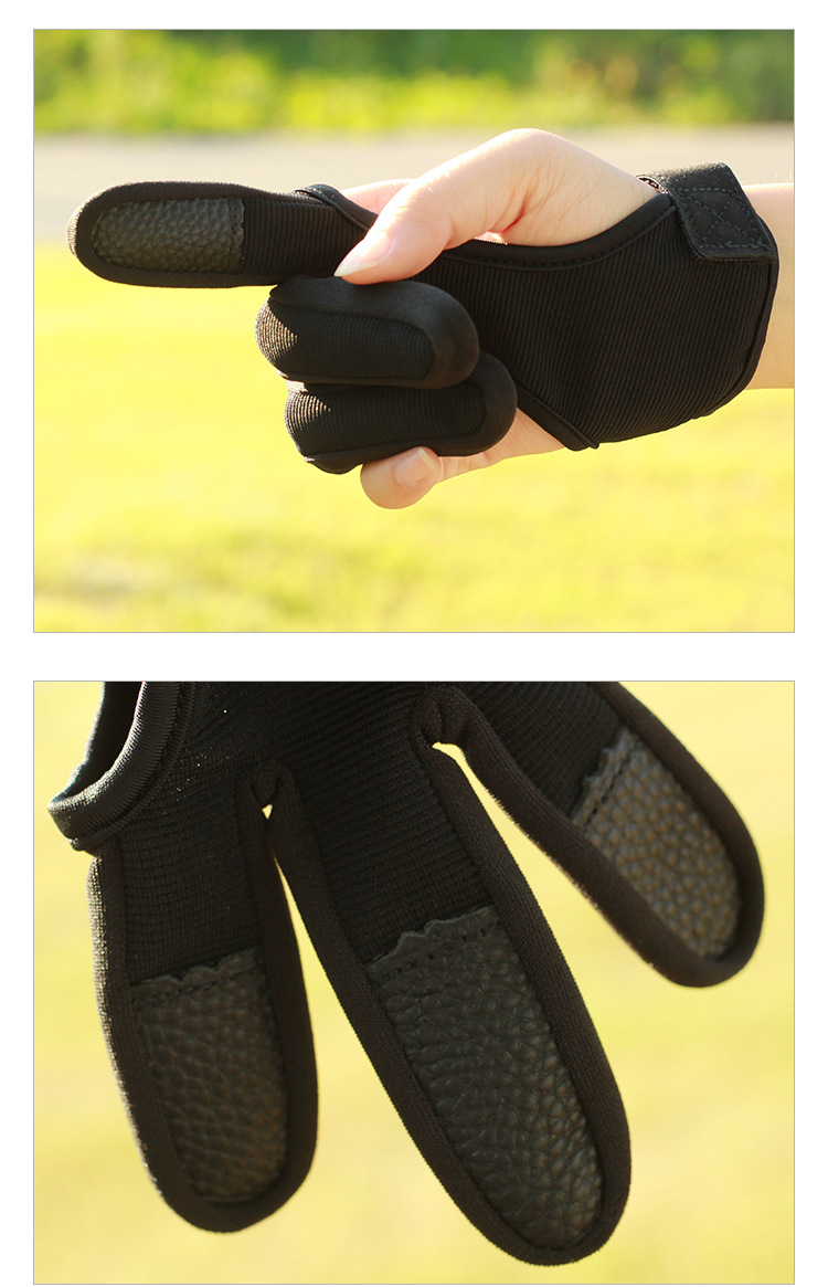 弓箭射箭三指手套 美猎反曲弓护指护手竞技射击运动护具 现货批发