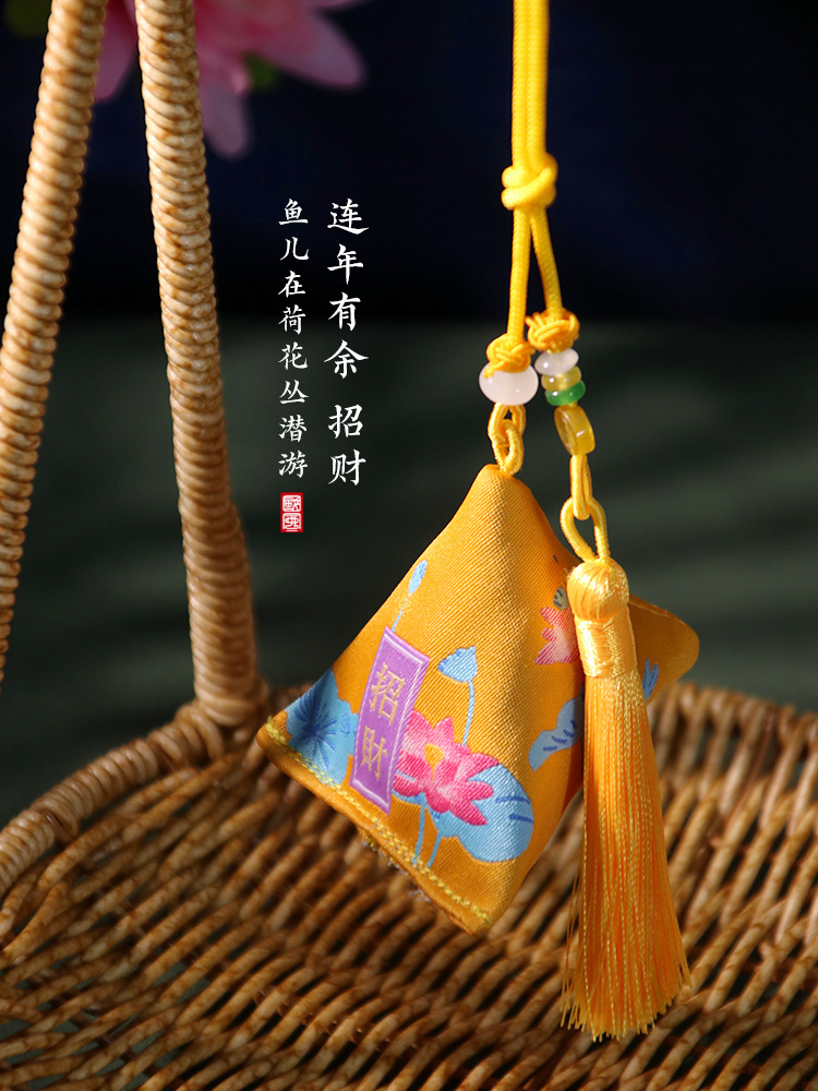 Dragon Boat Festival Sachet Embroidery Antique Style Perfume Bag Triangle Zongzi Pure Argy Wormwood Tassel Pendant Unit Activity Gift Present