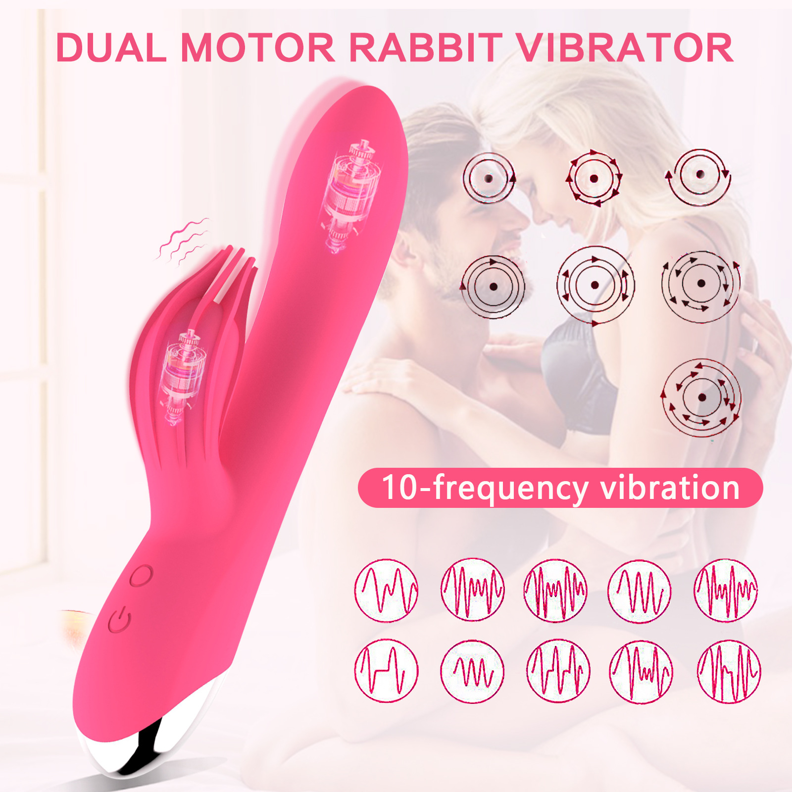 Rabbit 10-Frequency Vibrator Multi-Frequency Vibration Sound Massager Adult Sex Product Wholesale Delivery