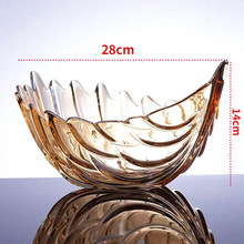 北欧风格大号水晶玻璃果盘零食盘家用客厅水果盘羽毛果斗糖果盘