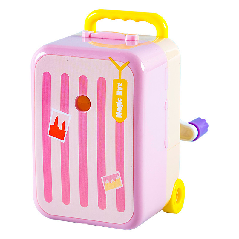 New Creative Fun Suitcase Pencil Sharpener Children DIY Penknife Trolley Case Shape Color-Blocking Roll Pen