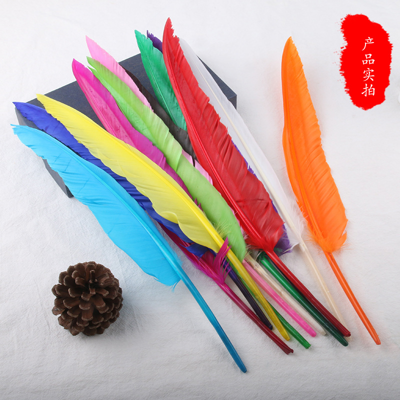 Factory Direct Sales Colorful Feather Goose Feather Humpback Knife Feather Feather Diy Ornament Feather Pen Wing Material