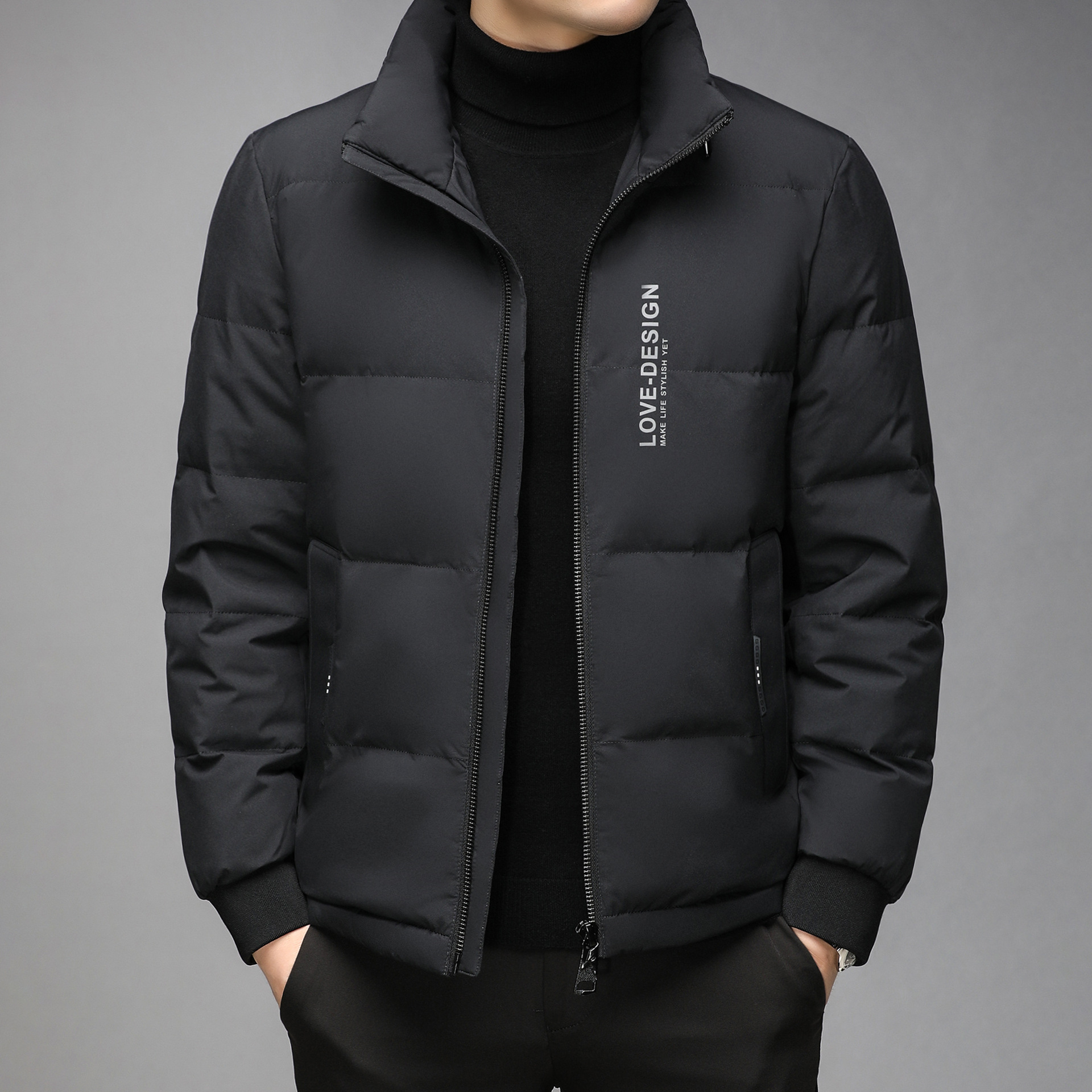 艾蒂思顿2021冬季新款男士短款羽绒服潮流时尚印花冬装外套男批发