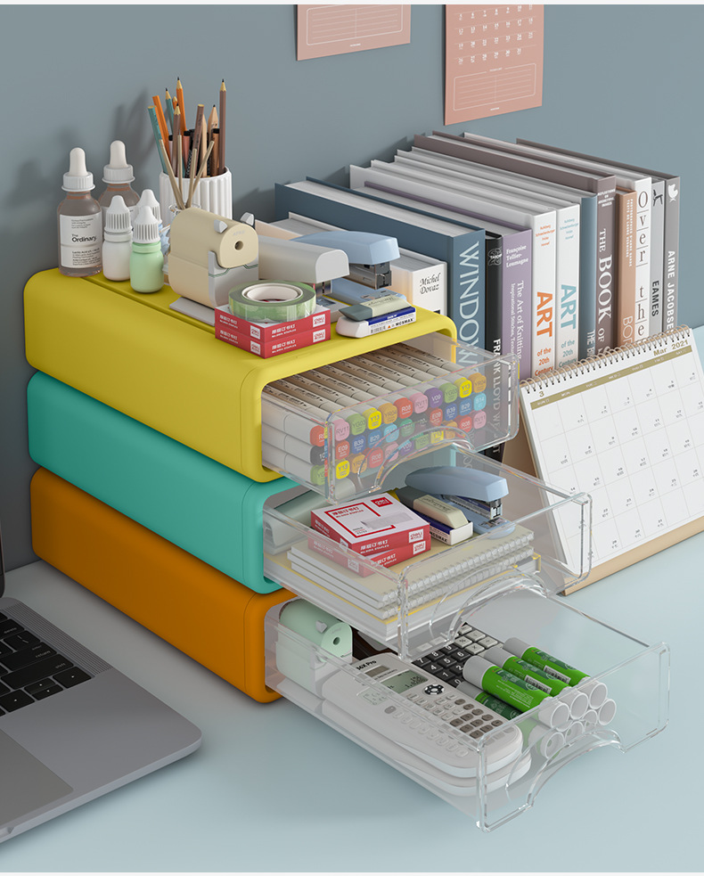 【纳份爱】桌面收纳盒宿舍书桌文具置物架抽屉式办公室整理储物盒