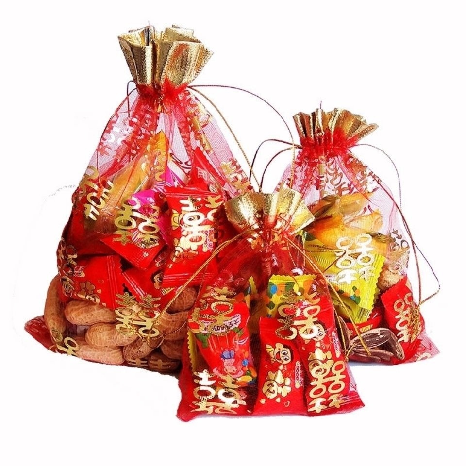 结婚糖袋纱大号红色礼品喜果子束口庆回礼品一件代发批发