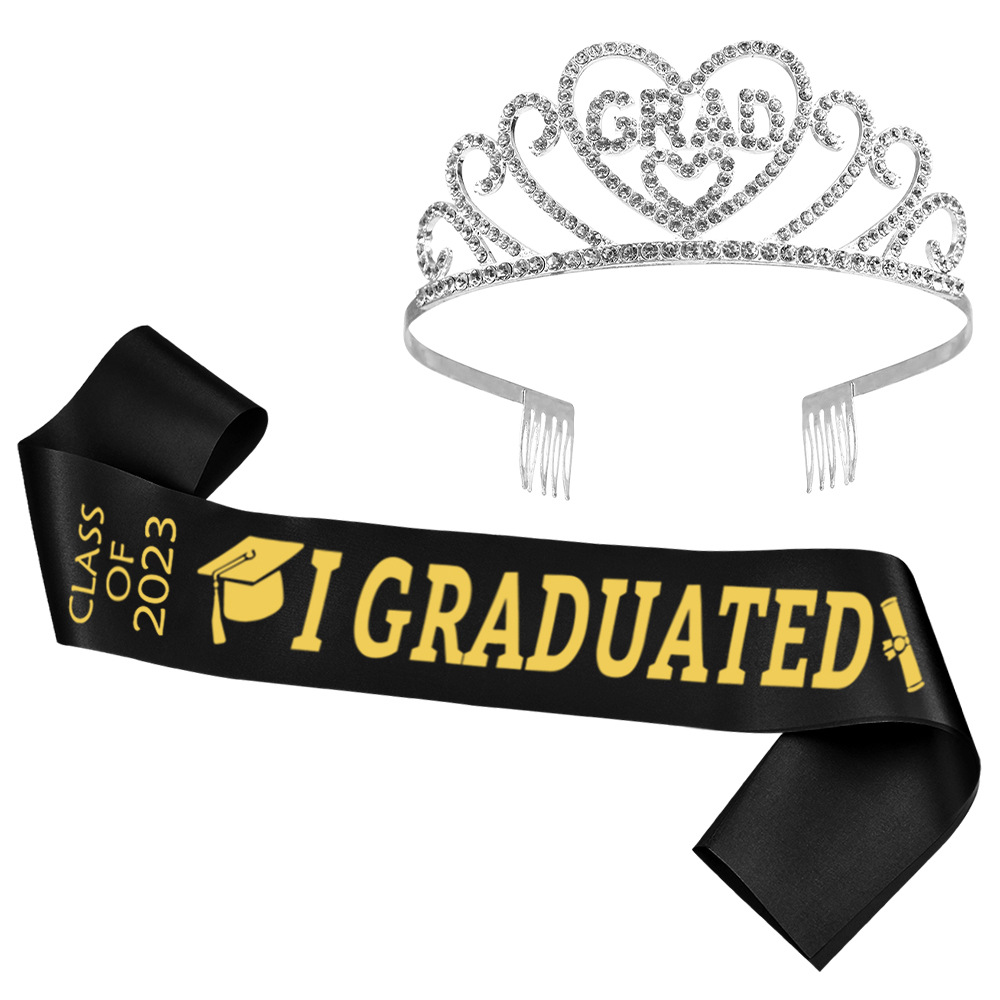 European and American Graduation Season Shoulder Strap Crown Set Ball Show Graduation Party Etiquette Belt Grad Alloy Headband