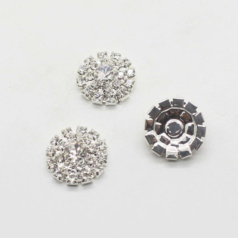 厂家批发16mm圆形水钻纽扣满钻花卉中心装饰摆件diy服装饰品配件