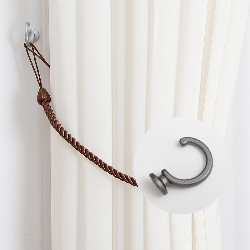 新款锌合金弯钩窗帘墙钩挂钩壁钩帘钩批发 打孔窗帘配件钩跨境