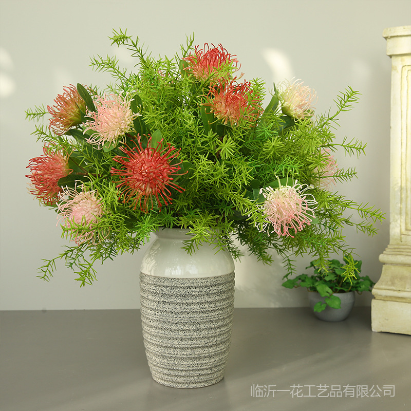 New Artificial Flower Pincushion Flower Home Indoor Slightly Luxury Decoration Fake Flower Wholesale Imitation Flower Floral Set Material