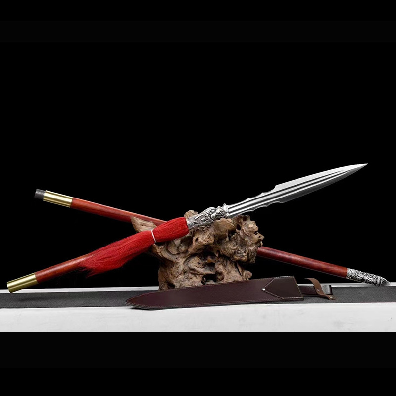 红缨枪赵子龙长枪长矛龙胆亮银枪百炼花纹钢一体锻造冷兵器未开刃