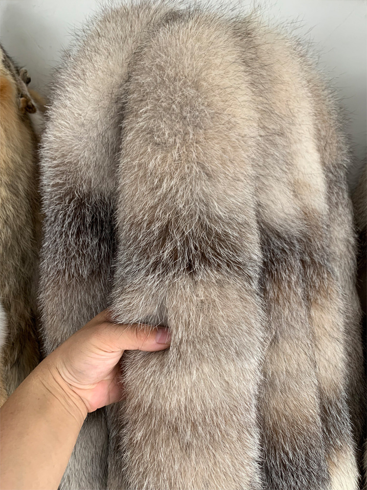 狐狸大帽条进口银兰狐狸毛领北面羽绒服皮草毛领大鹅款仿狼毛领子