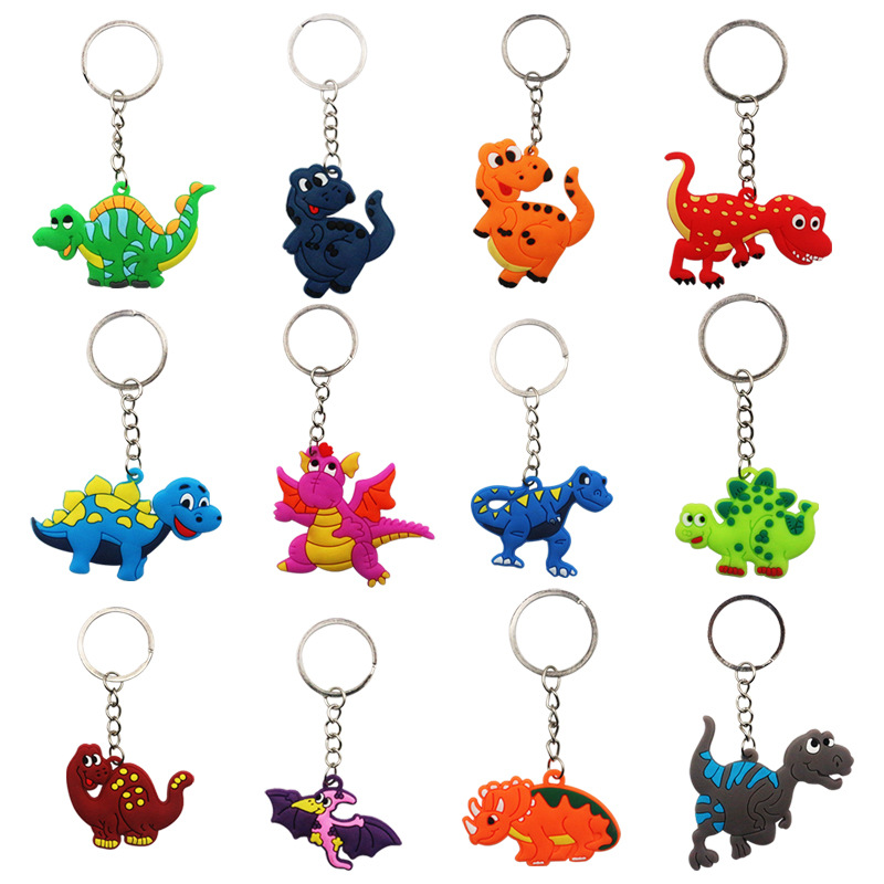 Cross-Border European and American Dinosaur Keychain Party Small Gift PVC Crafts Car Accessories Ornaments Dinosaur Toys