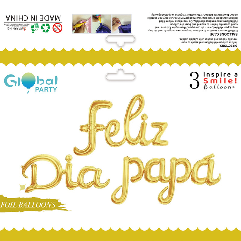 Feliz Dia Papáspanish Father's Day Aluminum Foil Balloon Set Cross-Border Export Exclusive with Packaging