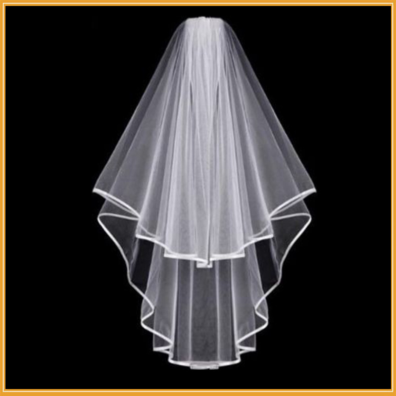 现货欧美bride to be派对头纱 双层包边带发梳 简约新娘拍照装饰