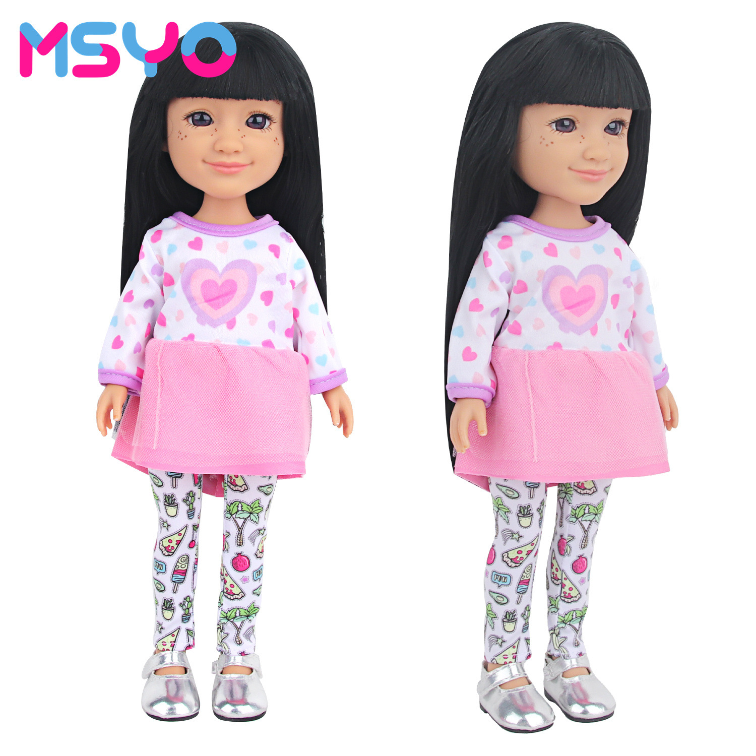 亚马逊跨境14寸美国重生非洲娃娃爱心衣裙春夏装新款休闲衣服套装