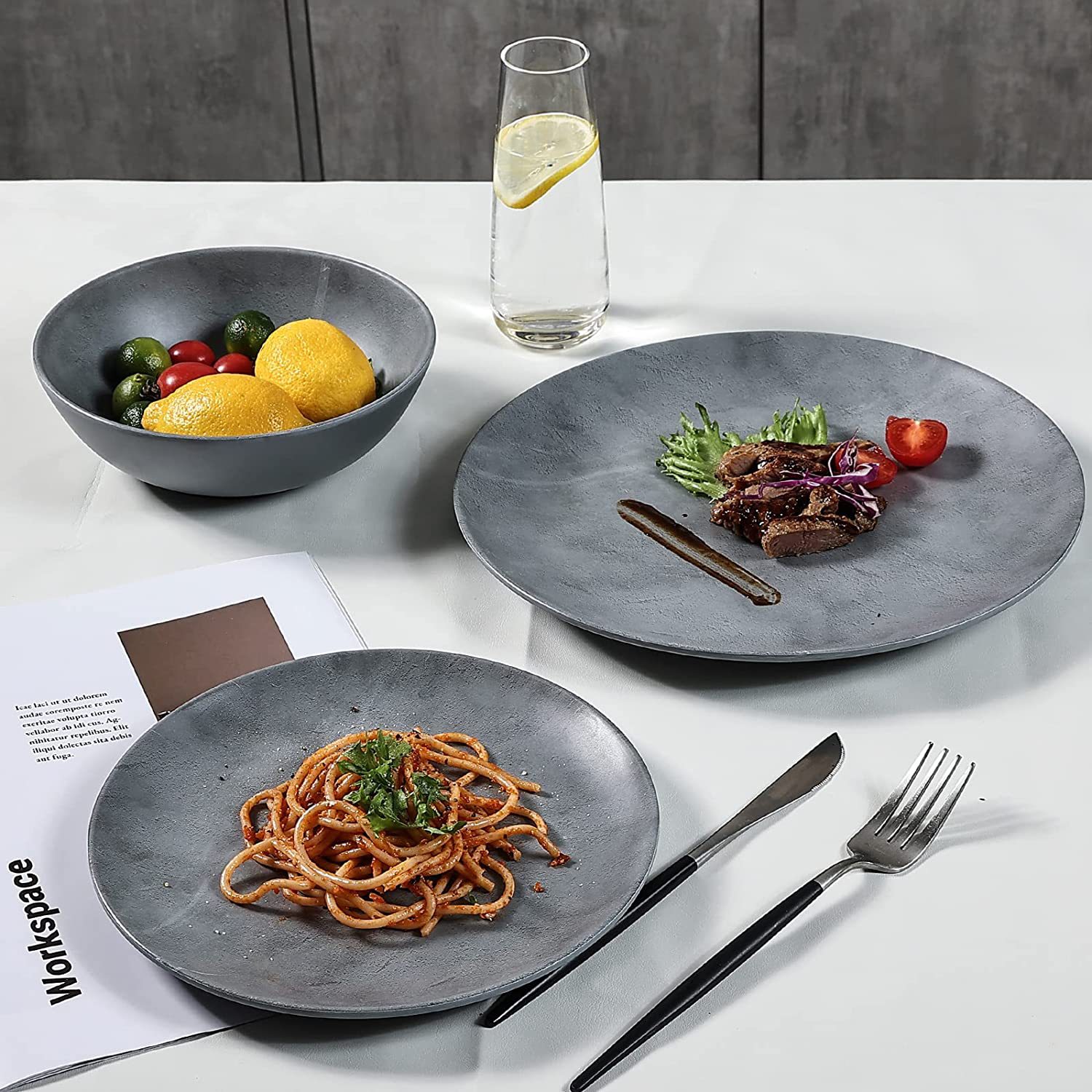 Hot Sale Melamine Dish Bowls and Dishes Suit 12-Piece Set Drop-Resistant Melamine Service Plate Bowls Customizable Food Safety