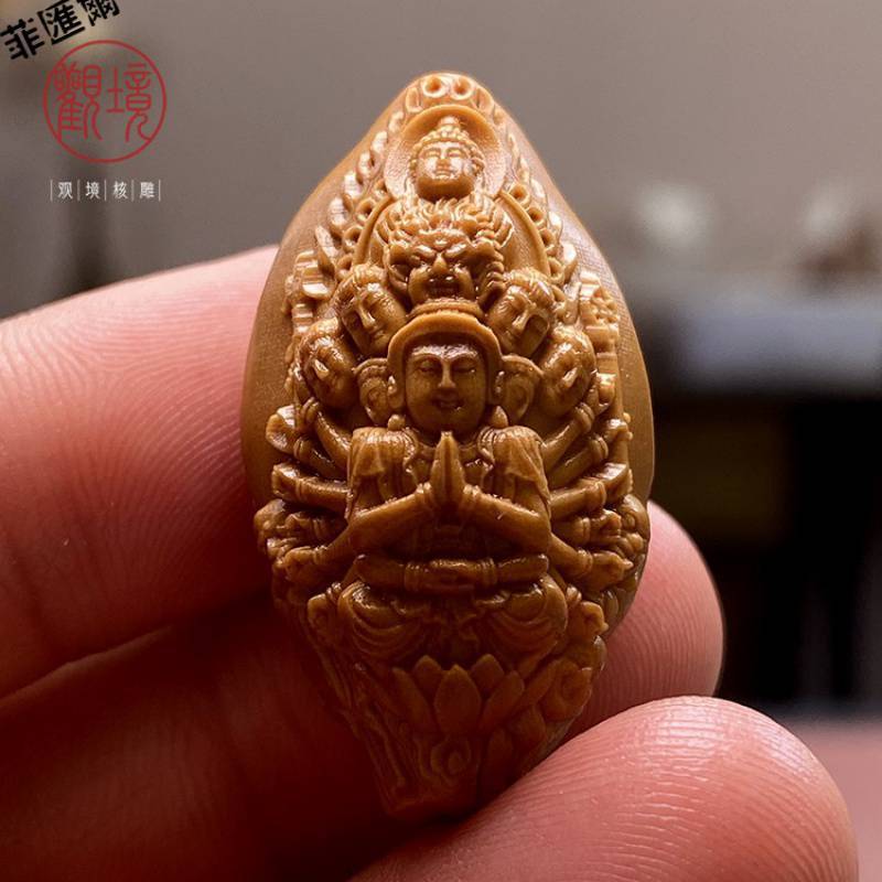 【千手观音 十八罗汉尊者】橄榄核单籽核雕大籽手串长串文玩挂件