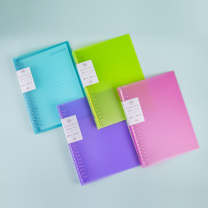 Pp Transparent Plastic Loose-Leaf Notebook Shell Wholesale Removable Retaining Ring Metal Journal Book Binding Book Printed Logo