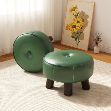 小凳子家用客厅沙发茶几凳脚踏凳实木矮凳门口换鞋凳创意软包圆凳