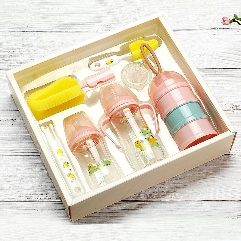 新生儿奶瓶套装小土豆婴儿玻璃奶瓶防摔宝宝奶瓶带吸管礼盒五件套