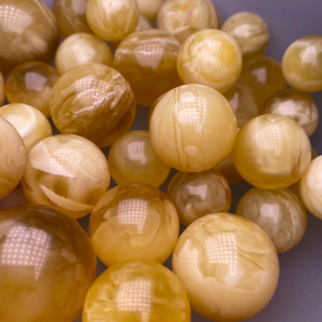 纯天然蜜蜡 俄料白花蜡 圆珠 纹理清晰妖娆 尺寸18-31