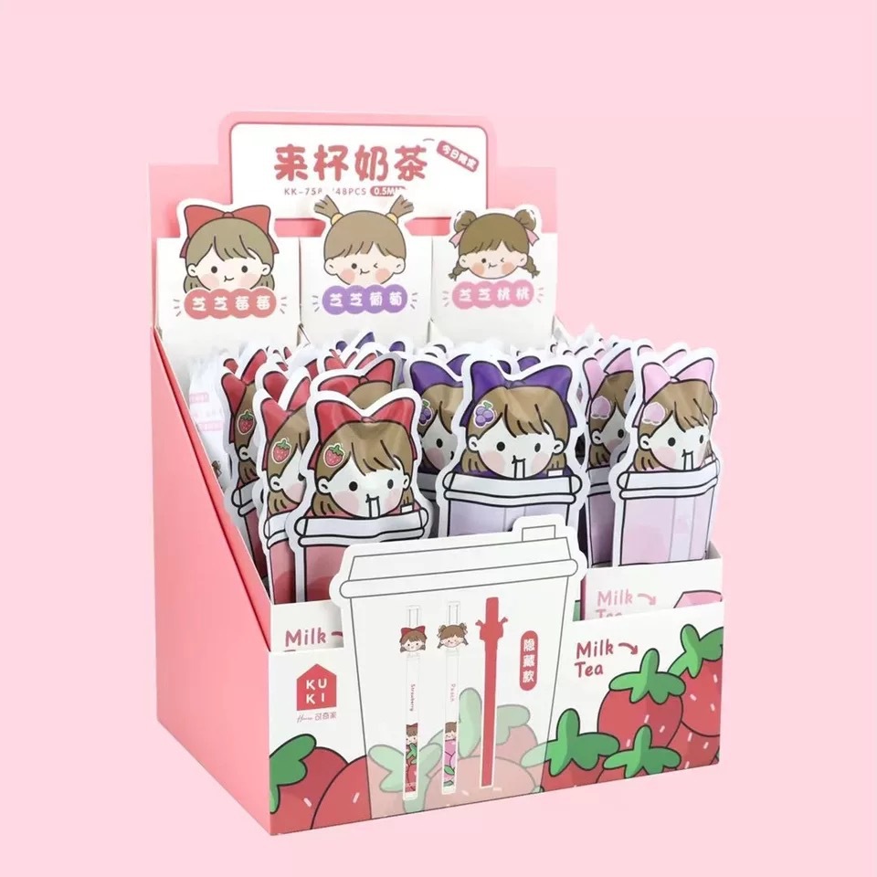 kk-7588奶茶盲袋卡通小女孩朵朵限定款隐藏款中性笔学生文具礼品