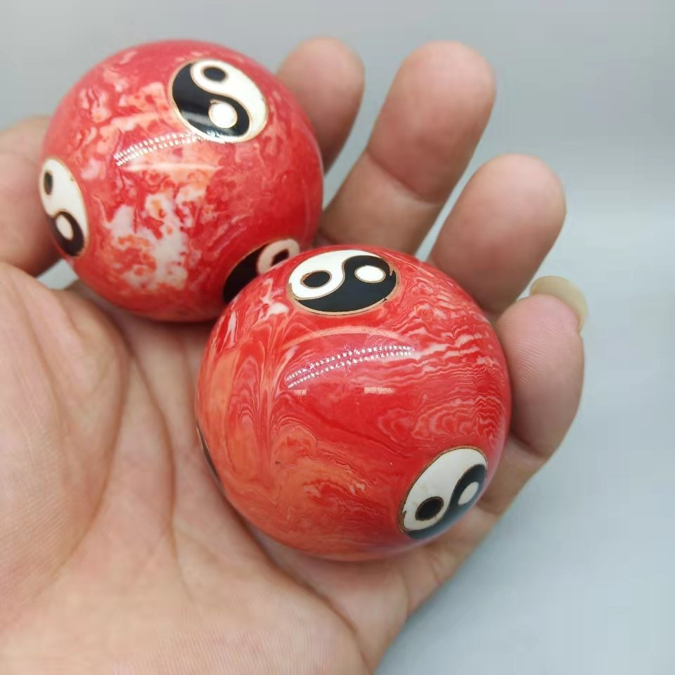 健身球铁球太极八卦球老年人健身球手球 景泰蓝健身球有铃音 空心