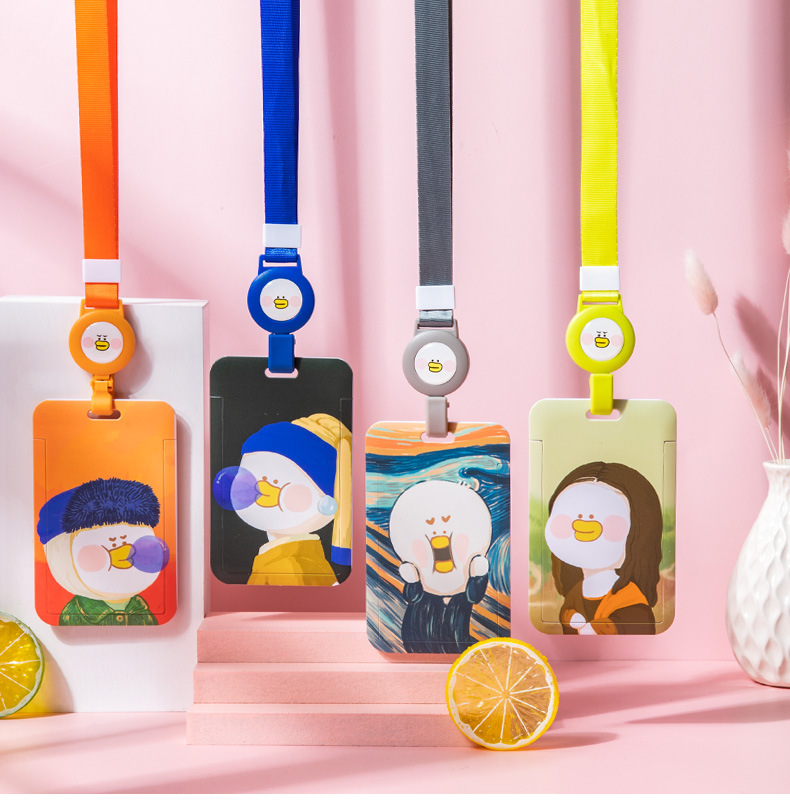 卡通胸牌 油画卡通证件卡套挂绳 推合卡通胸牌卡套卡套学生饭卡