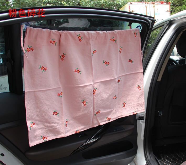 车窗布遮阳帘遮光布艺suv车帘吸盘式夏季汽车挡板伸缩挡装饰