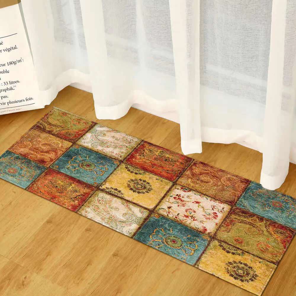 Cross-Border Hot Selling Ethnic Style Doormat Bohemian Floor Mat Kitchen Bathroom Non-Slip Absorbent Floor Mat Bedroom Carpet